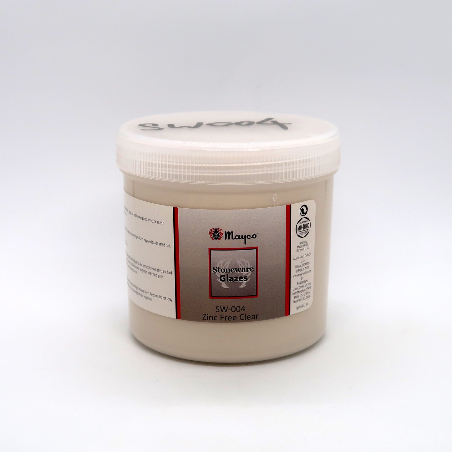 MAYCO Stoneware Clear Glaze - SW-004 Zinc Free Clear - 無鋅亮面透明釉 (16oz)